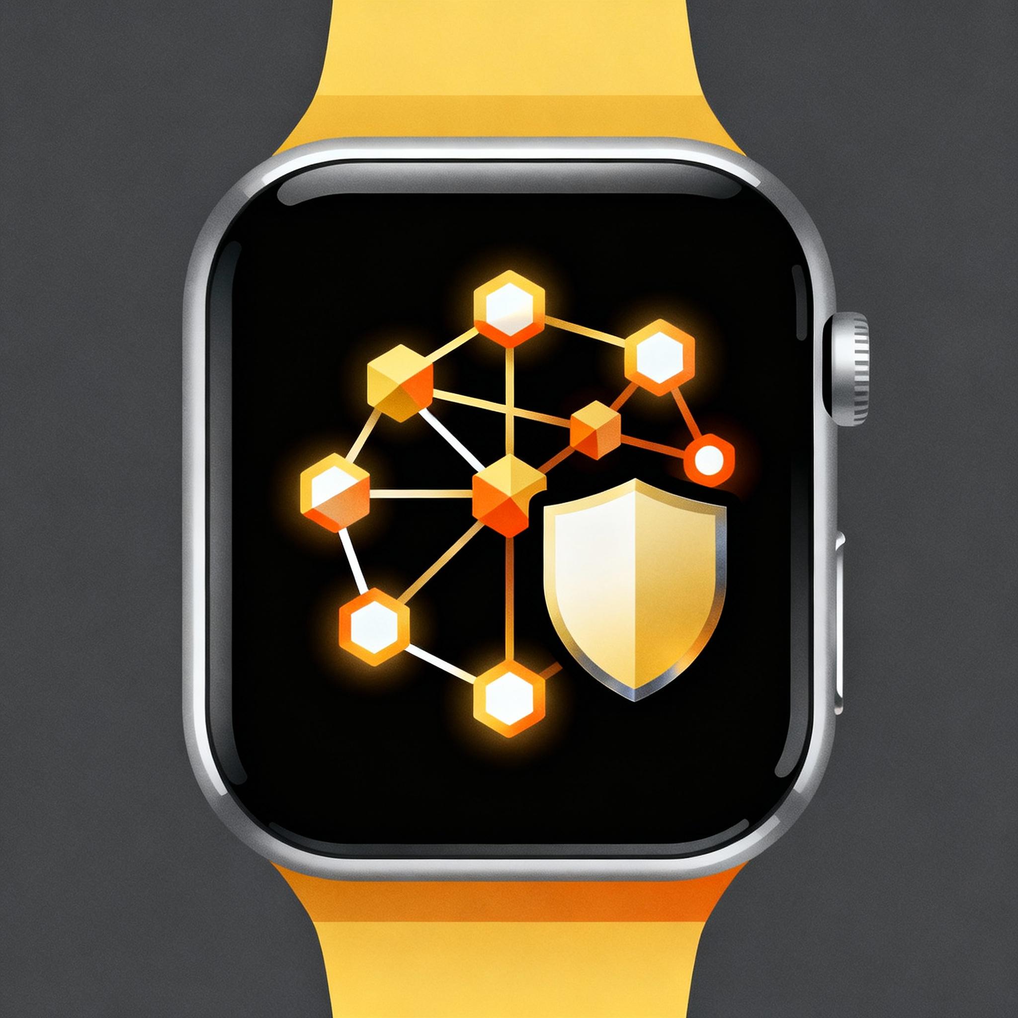 A smartwatch with neural network visualized on its screen