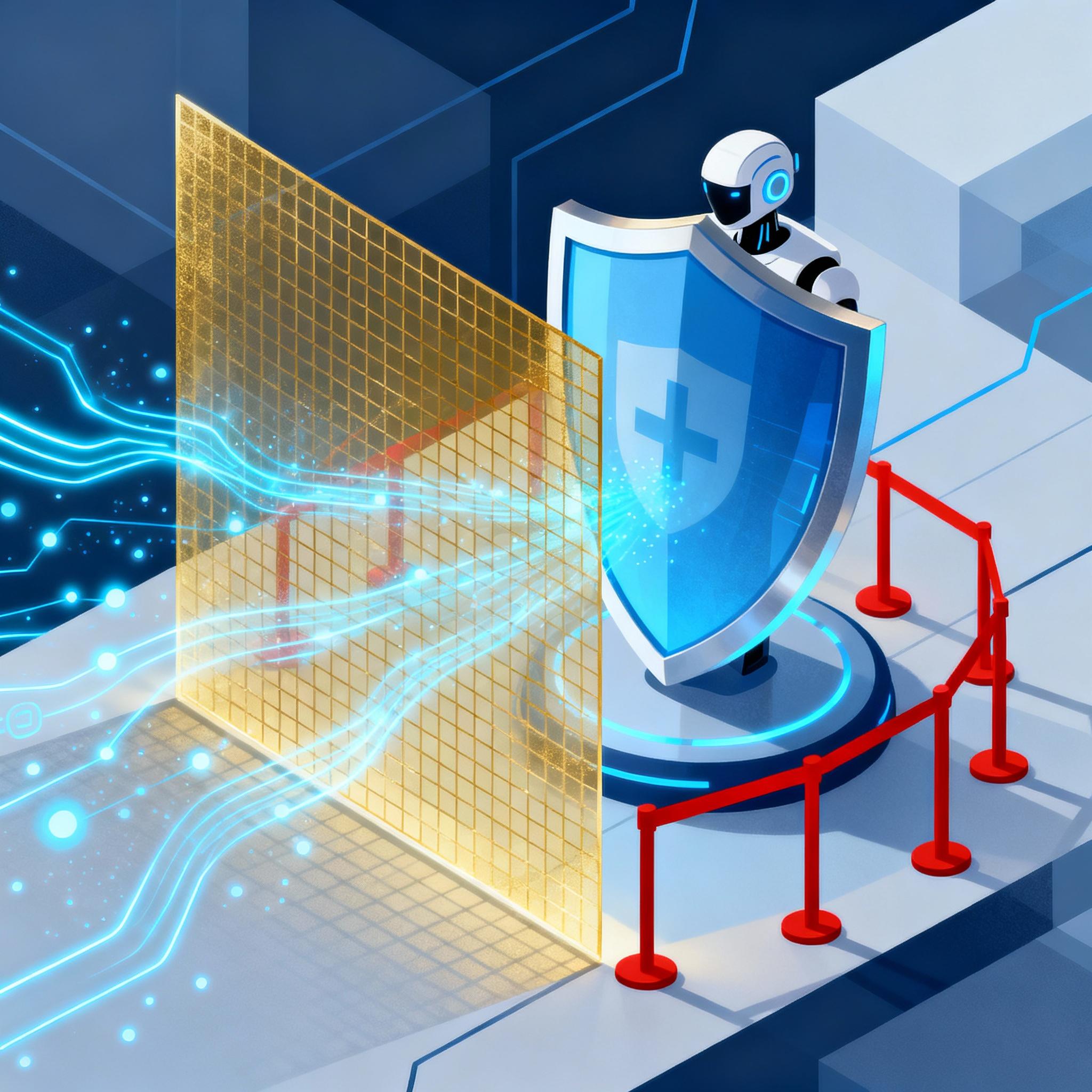 Abstract shield protecting an AI copilot from malicious data and prompts