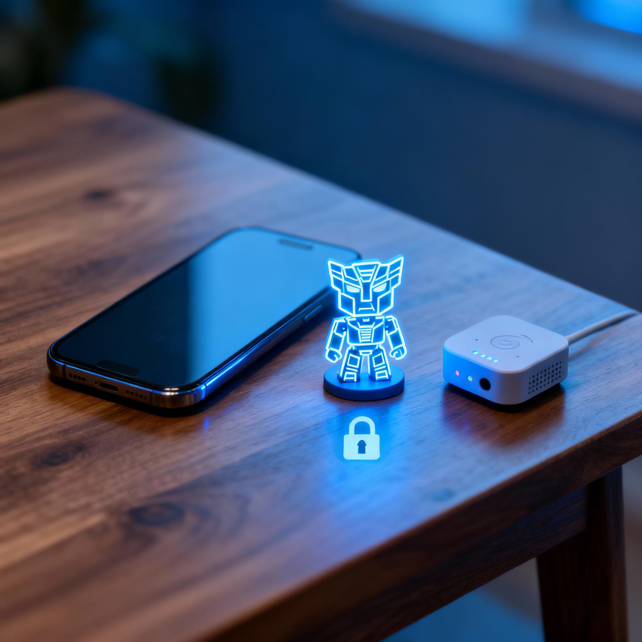 Smartphone and small IoT device running a tiny transformer model with lock symbol for privacy