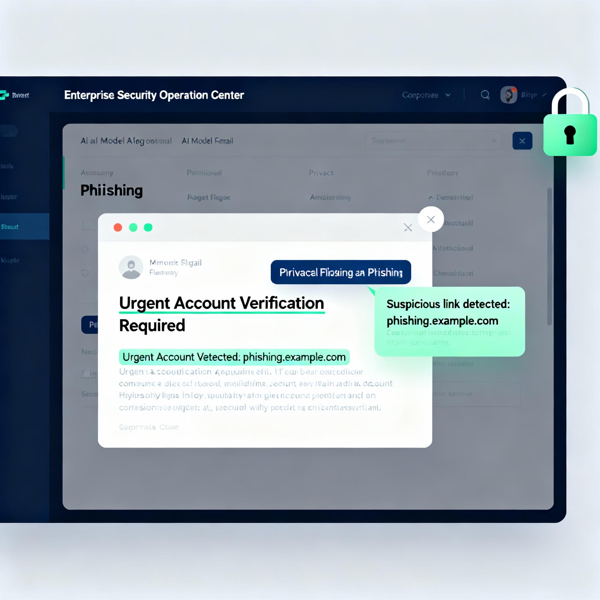 Enterprise SOC dashboard showing AI explanations for an email flagged as phishing