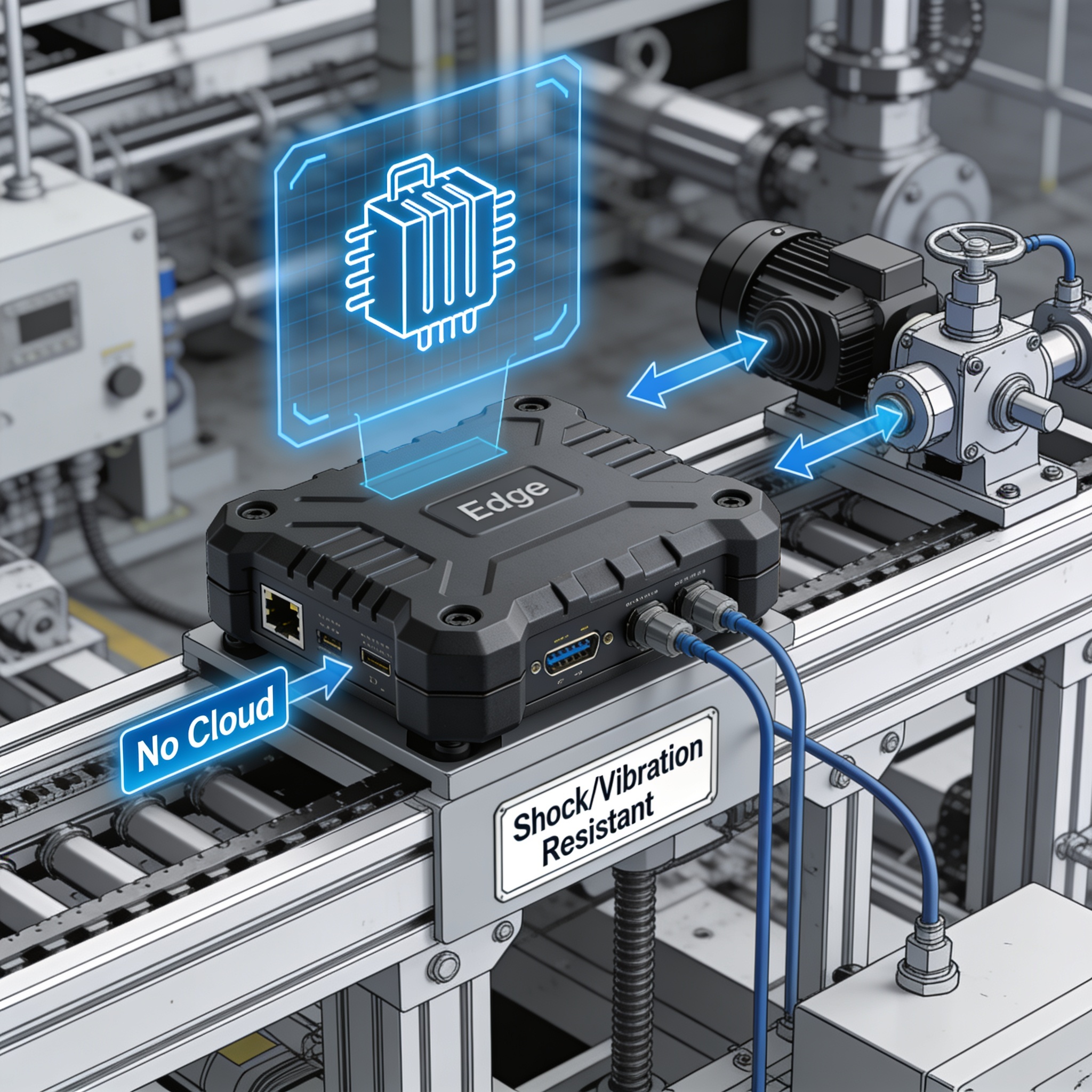 Edge device running a small LLM, monitoring industrial machinery