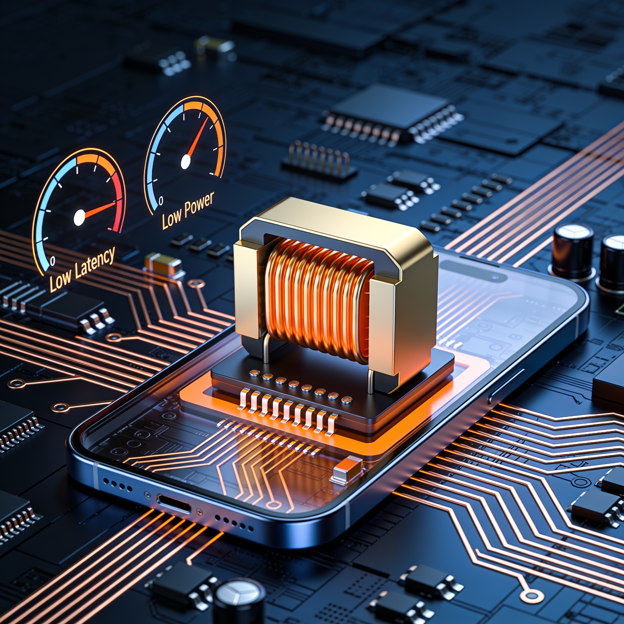 A compact neural network running on an edge device with latency and power meters