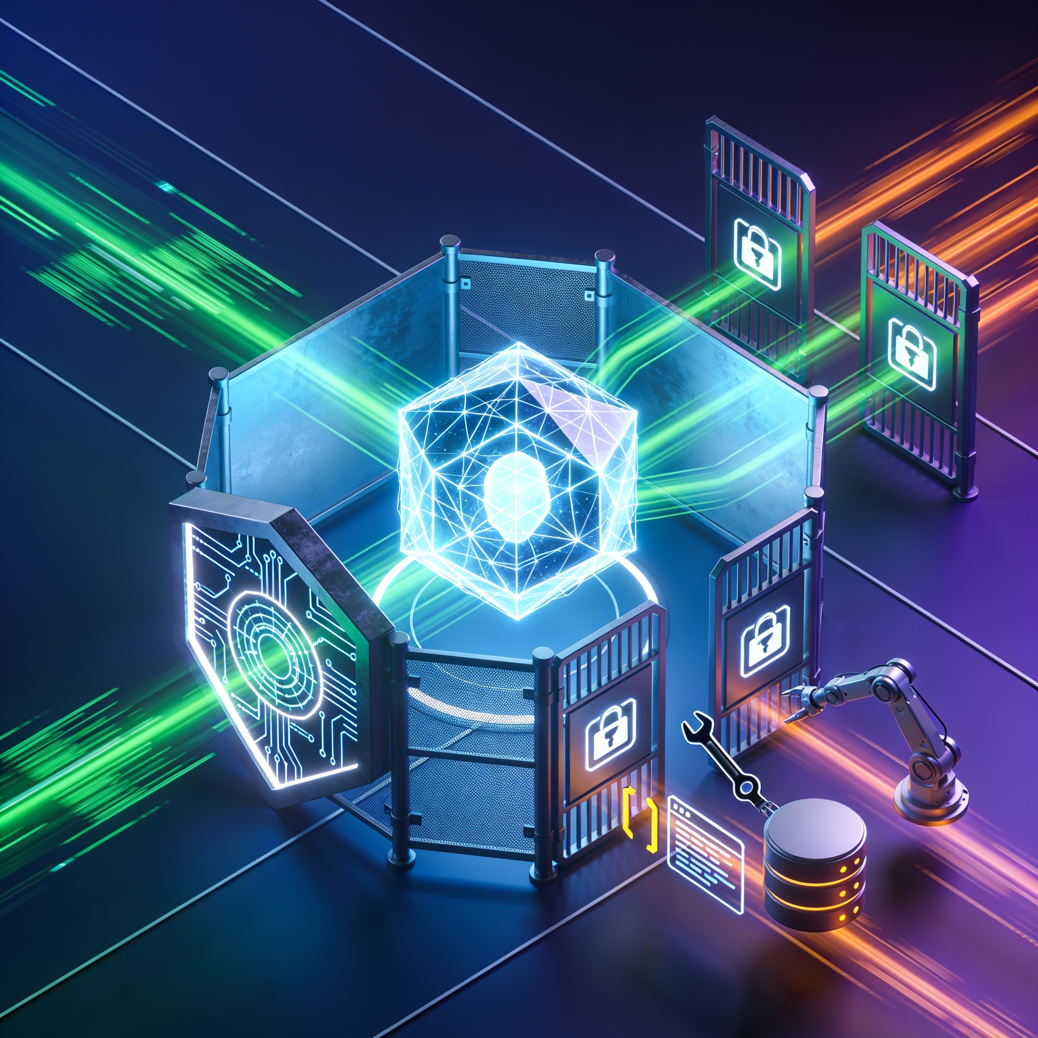 A secure autonomous AI agent inside a digital fortress of guardrails